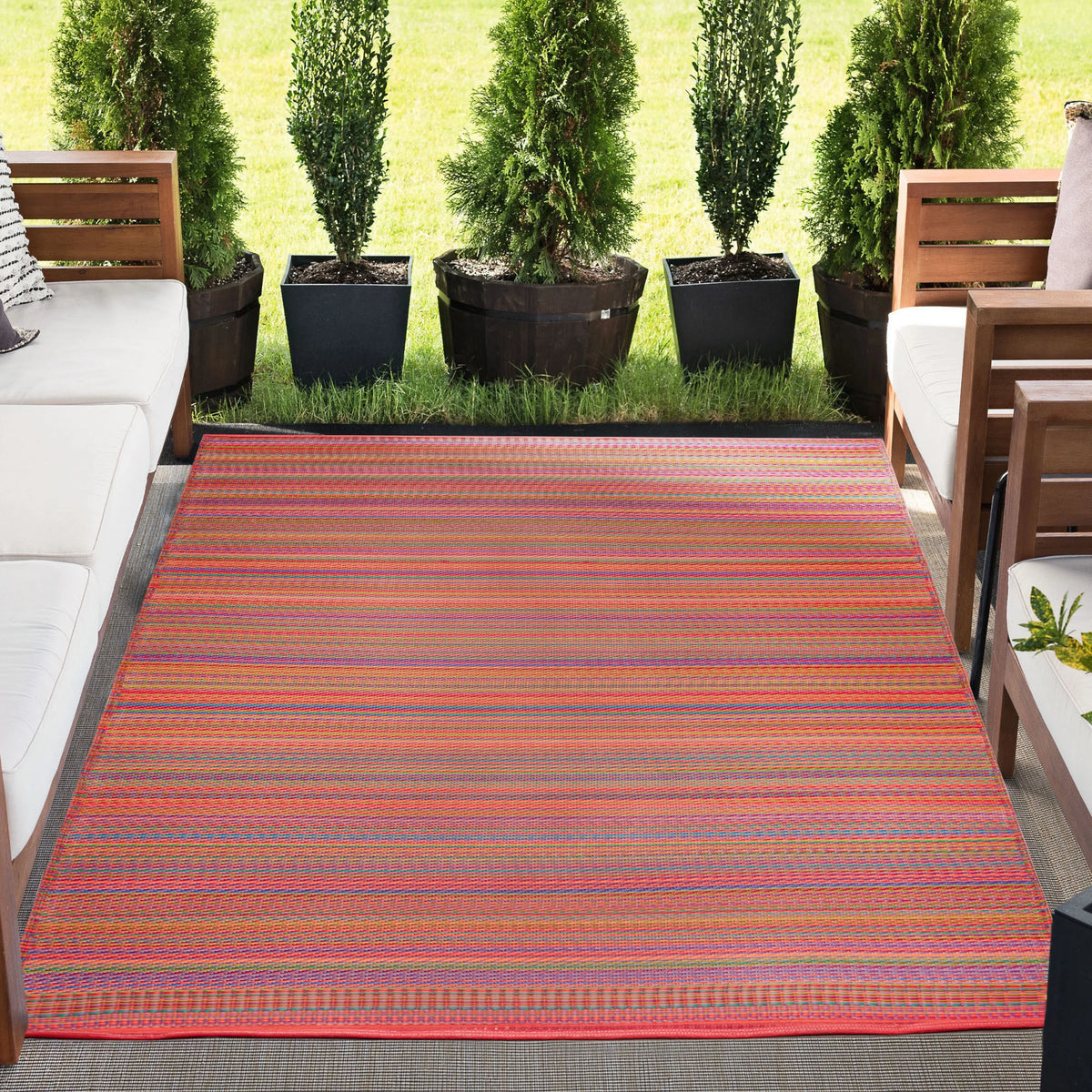 6x9 Waterproof Reversible Plastic Straw Outdoor Rug N41351