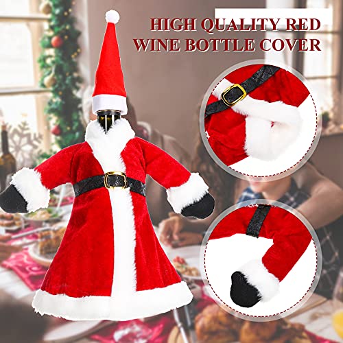 2 Sets Christmas Wine Bottle Covers and Mini Santa Hats G538
