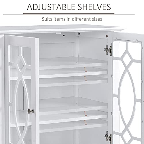 White Glass Door Sideboard Buffet Cabinet with Adjustable Shelves Q81838