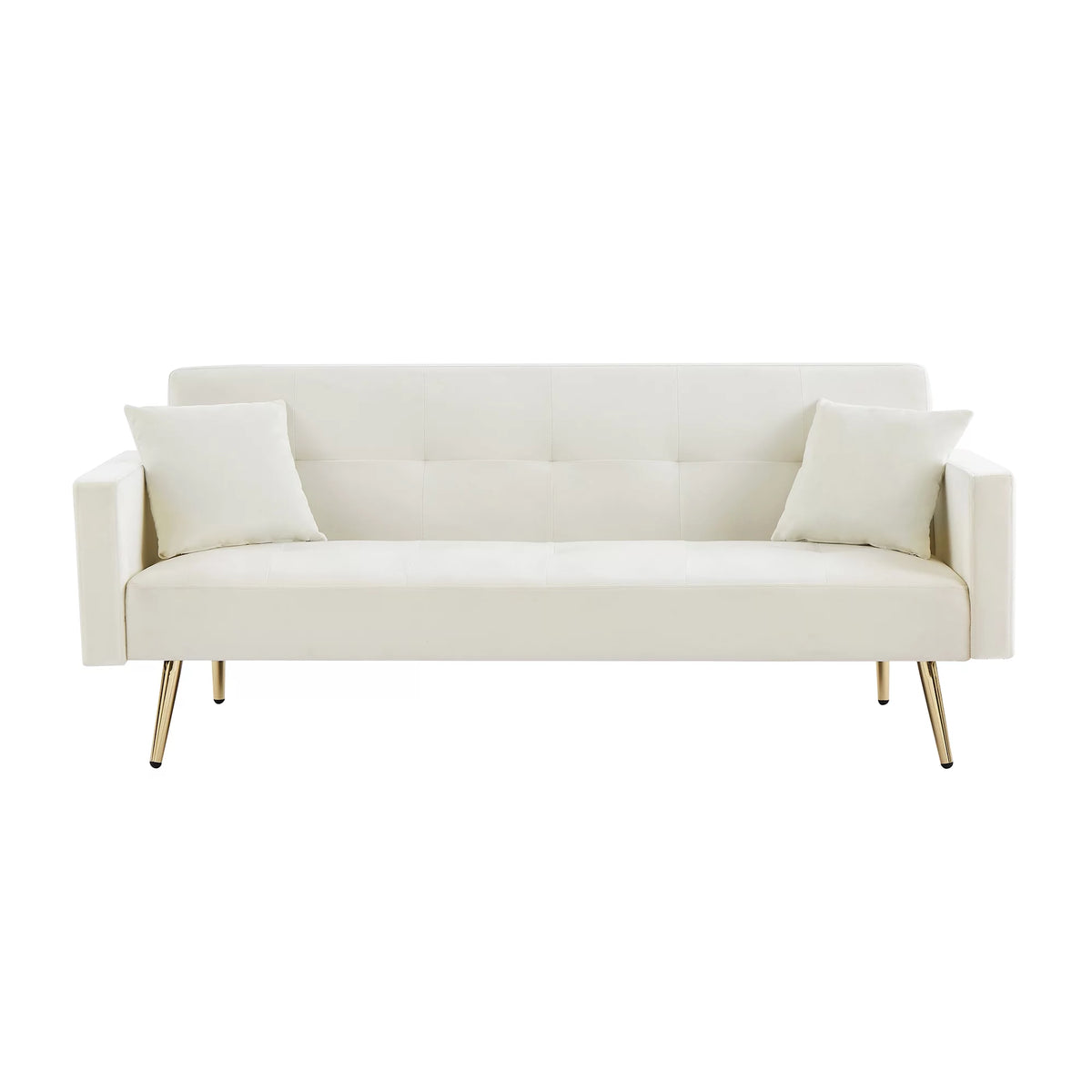 Cream White Velvet Convertible Futon Sofa Bed G9850