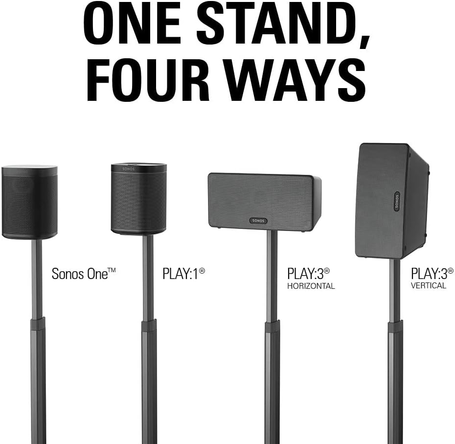 Black Adjustable Height Speaker Stands Q2576