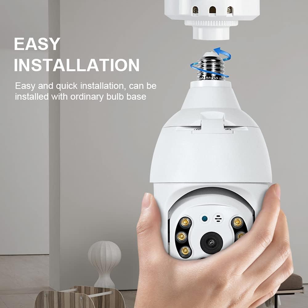 2K 3.0MP Wireless PTZ Security Camera with E27 Light Bulb Connector, Pack of 2 H198541