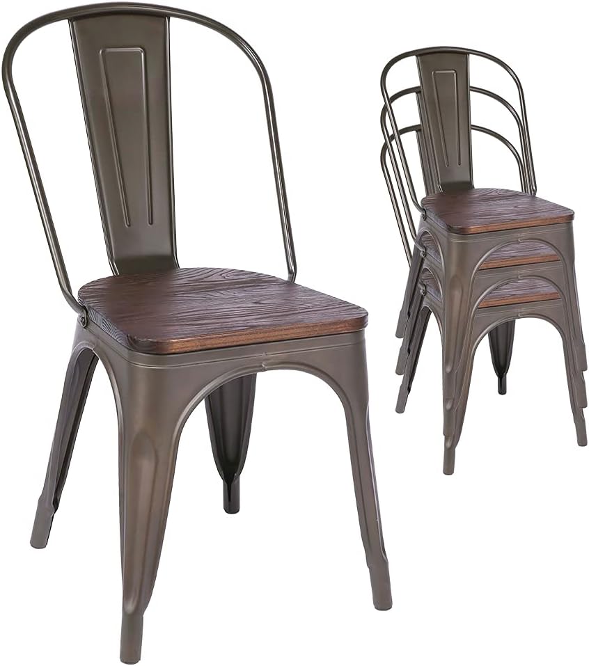 Bronze Metal Dining Chairs Set of 4 I148