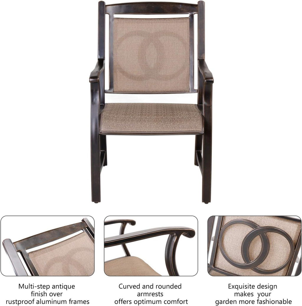 Cast Aluminum Outdoor Dining Chairs Set of 4 J977015