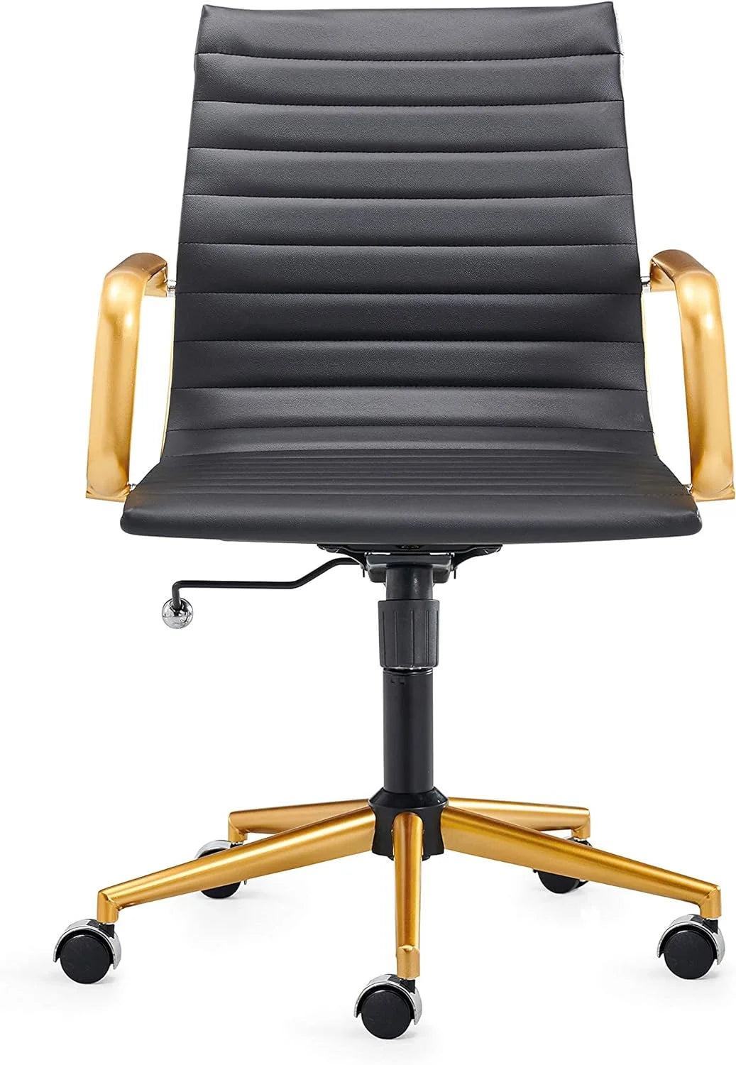 Black Ergo Office Chair with Back Support and Caster Wheels 320Lbs U1361