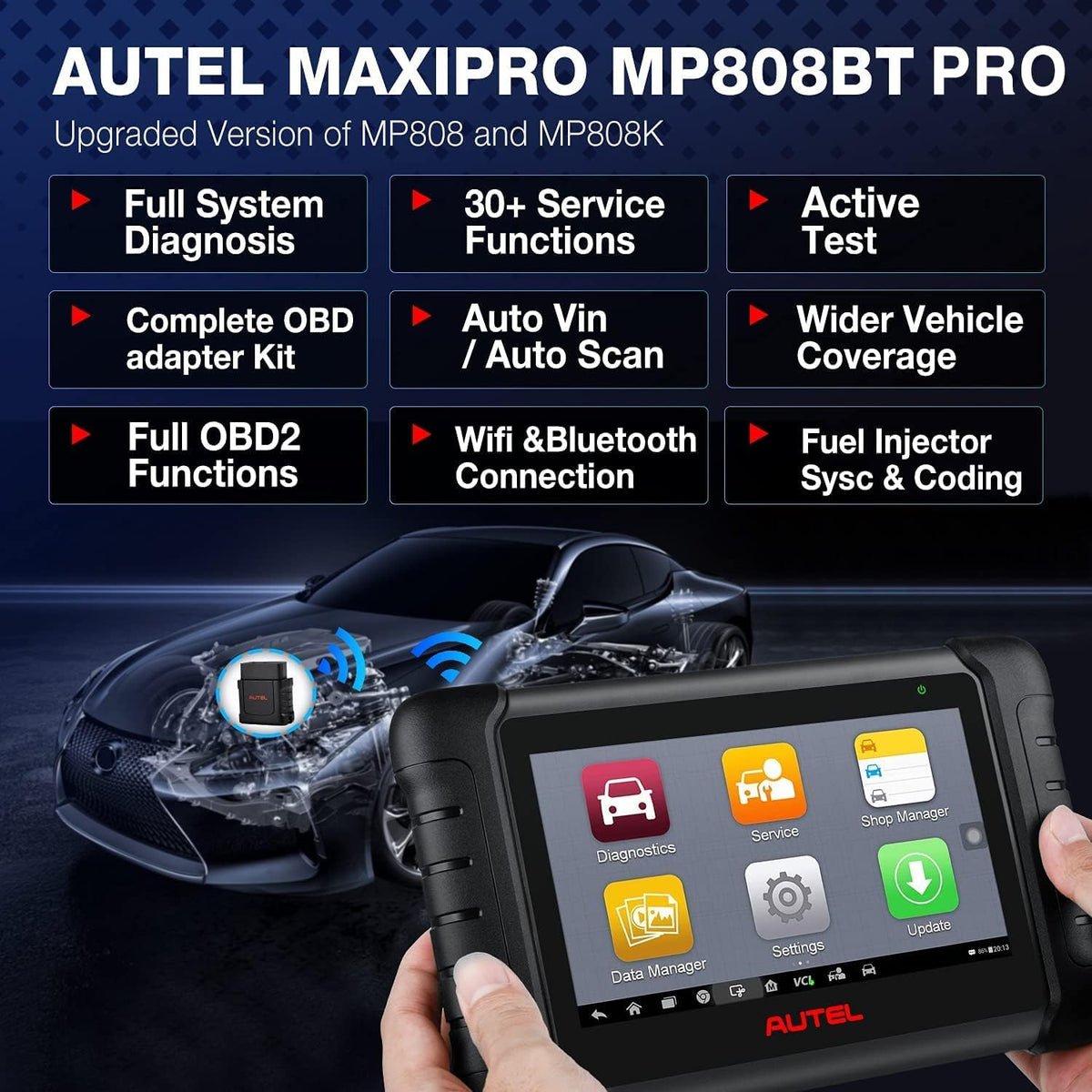 2022 Newest Car Diagnostic Scan Tool with Advanced Bi-Directional Control, All Systems Diagnosis, 30+ Service S196