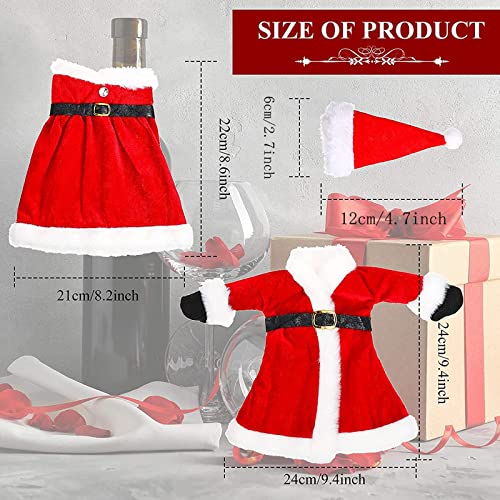 2 Sets Christmas Wine Bottle Covers and Mini Santa Hats G538