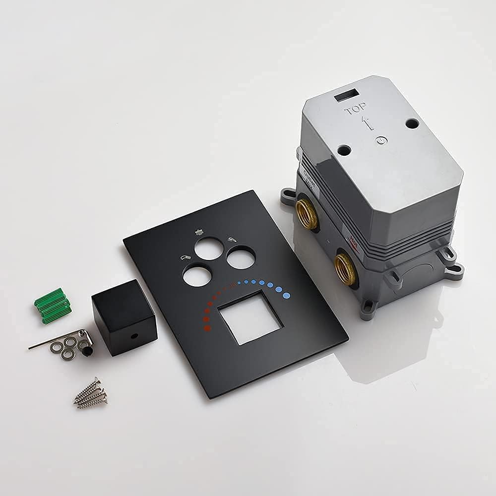 Matte Black 3-Way Thermostatic Shower Diverter Mixer Valve Trim K629