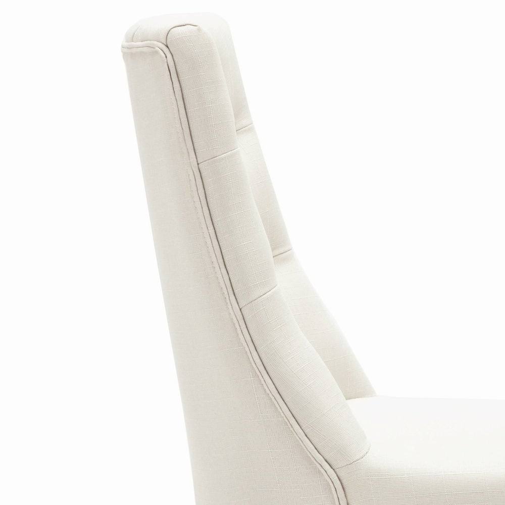 Brown Linen/Wooden Roll-Top Tufted Dining Chair (Set of 2) Z864949