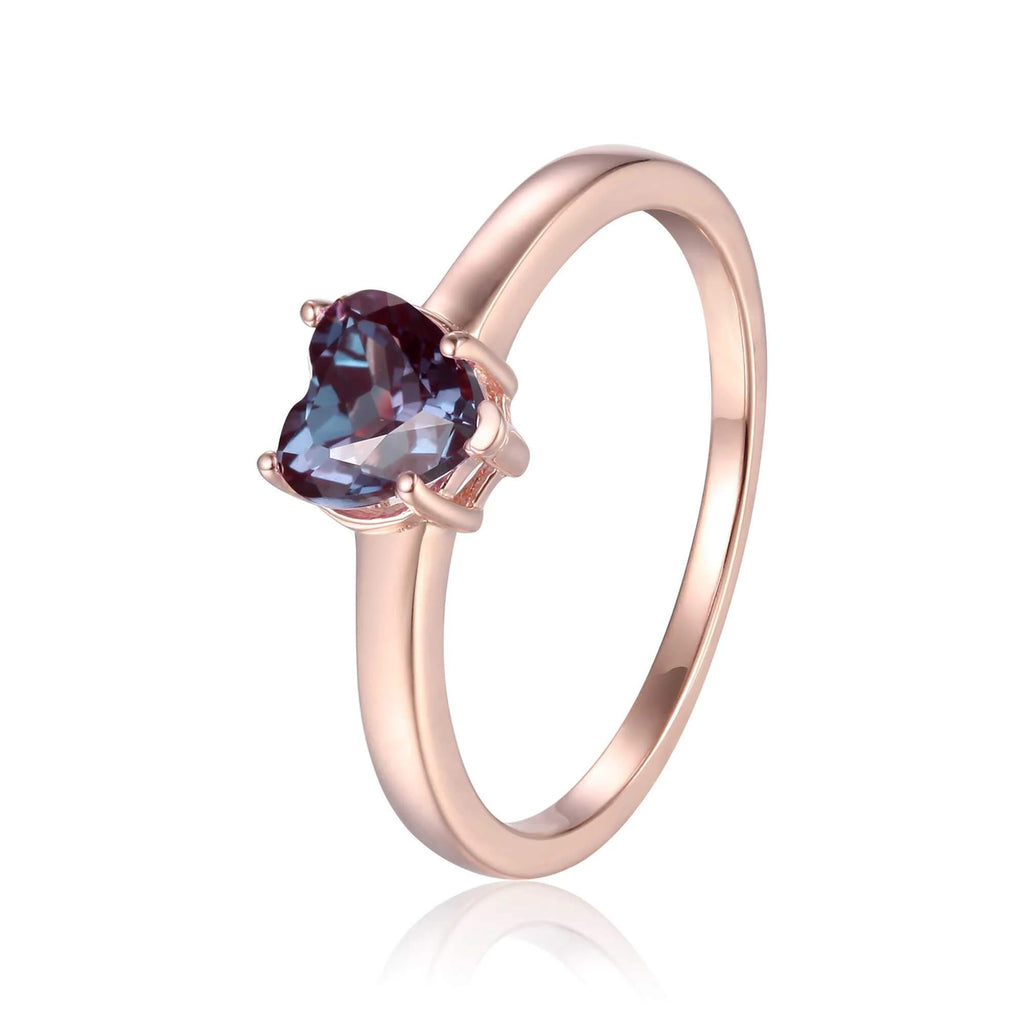 Rose Gold Plated Sterling Silver Alexandrite Solitaire Engagement Ring D4629