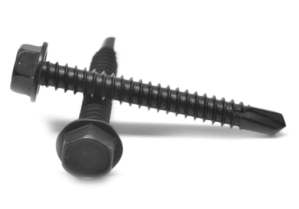 Self Drilling Screw Hex Washer Head Low Carbon Steel Black Oxide Pk 900 G8745