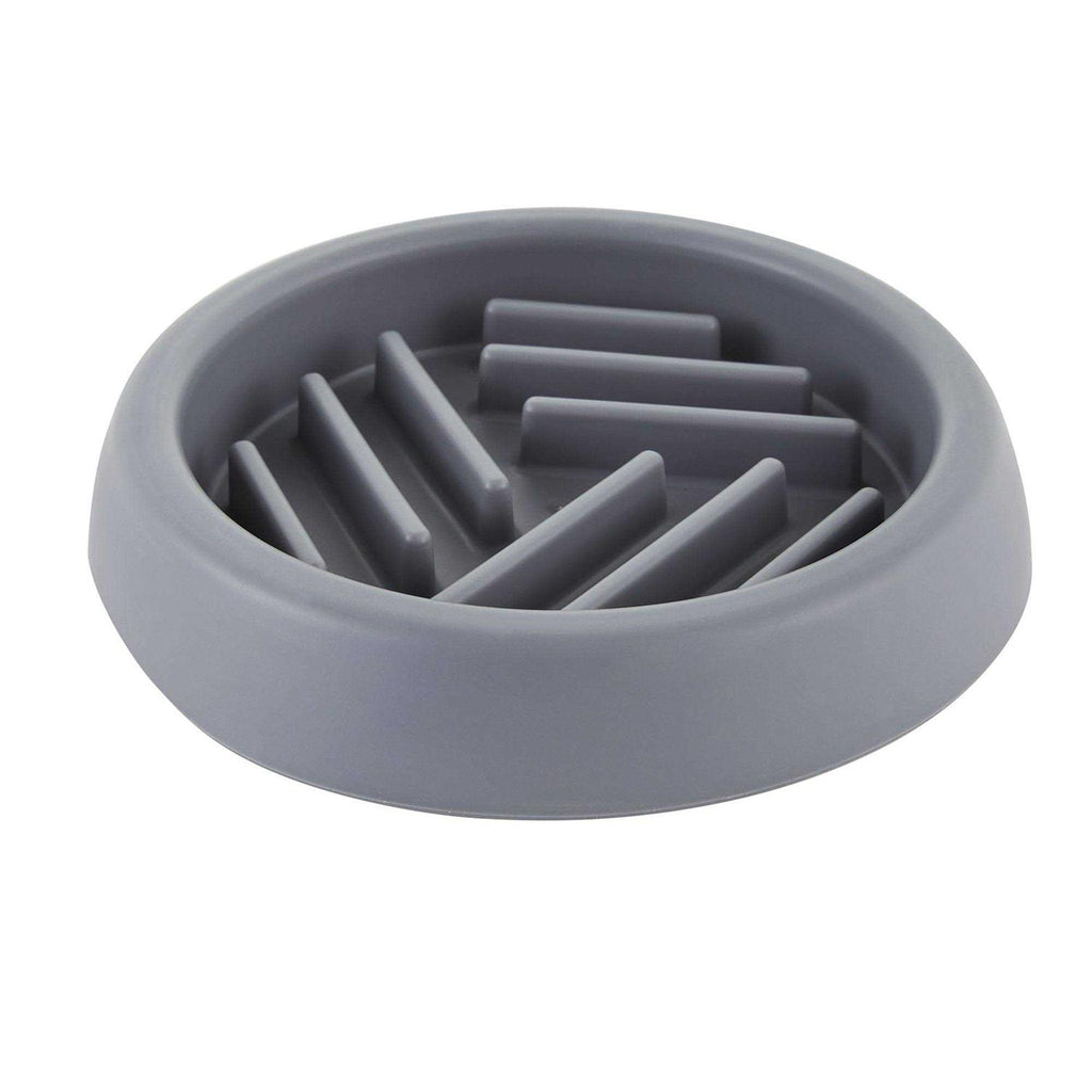 Grey Puzzle Slow-Feeder Dog Bowl W425939