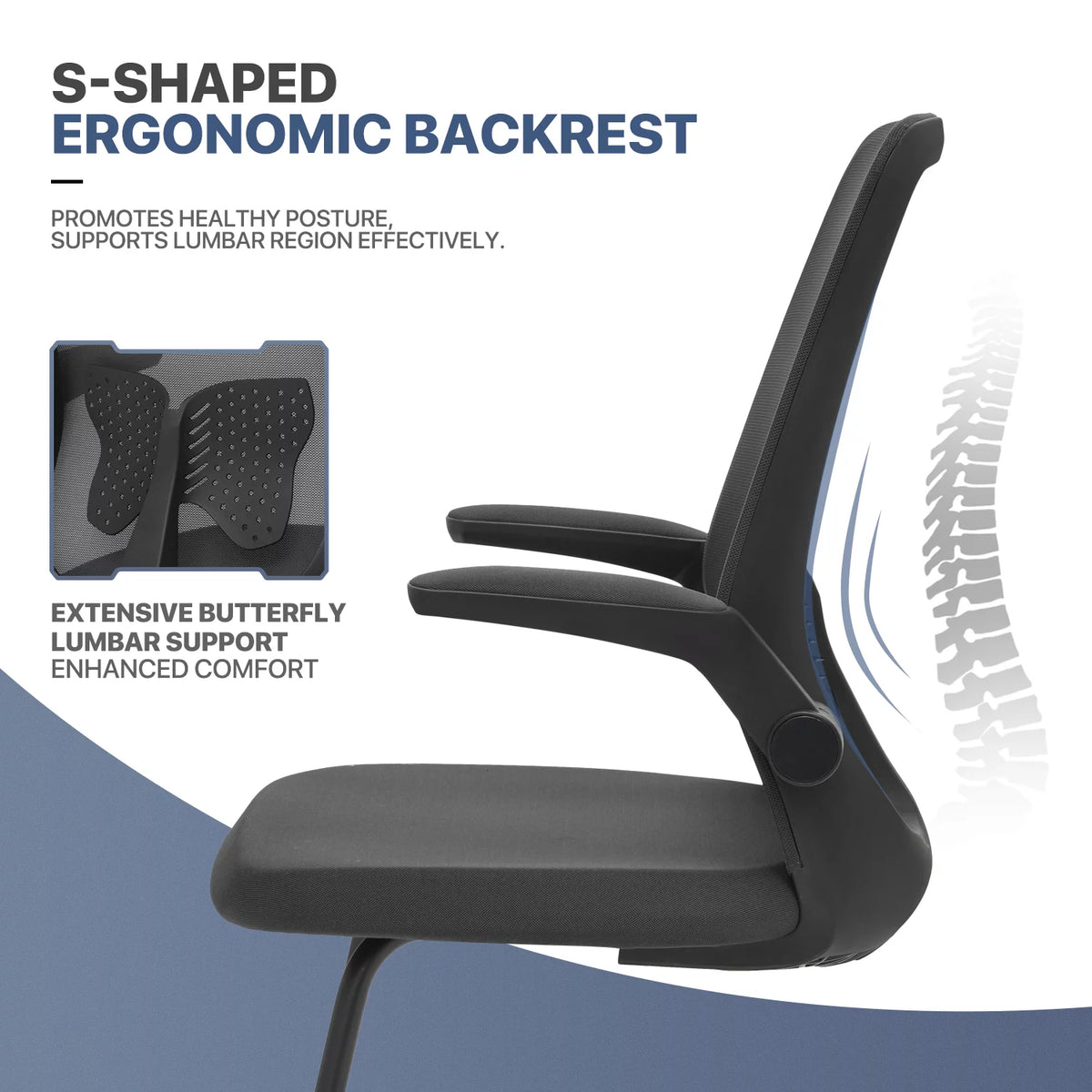 Black Set of 2 Mesh Office Chair with Lumbar Support V530987