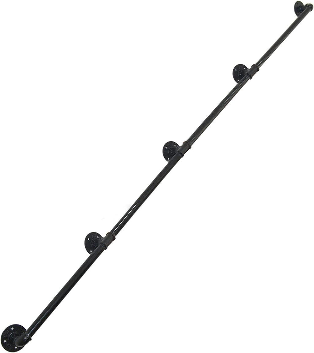 Black Industrial Wall Mount Pipe Handrail L85651