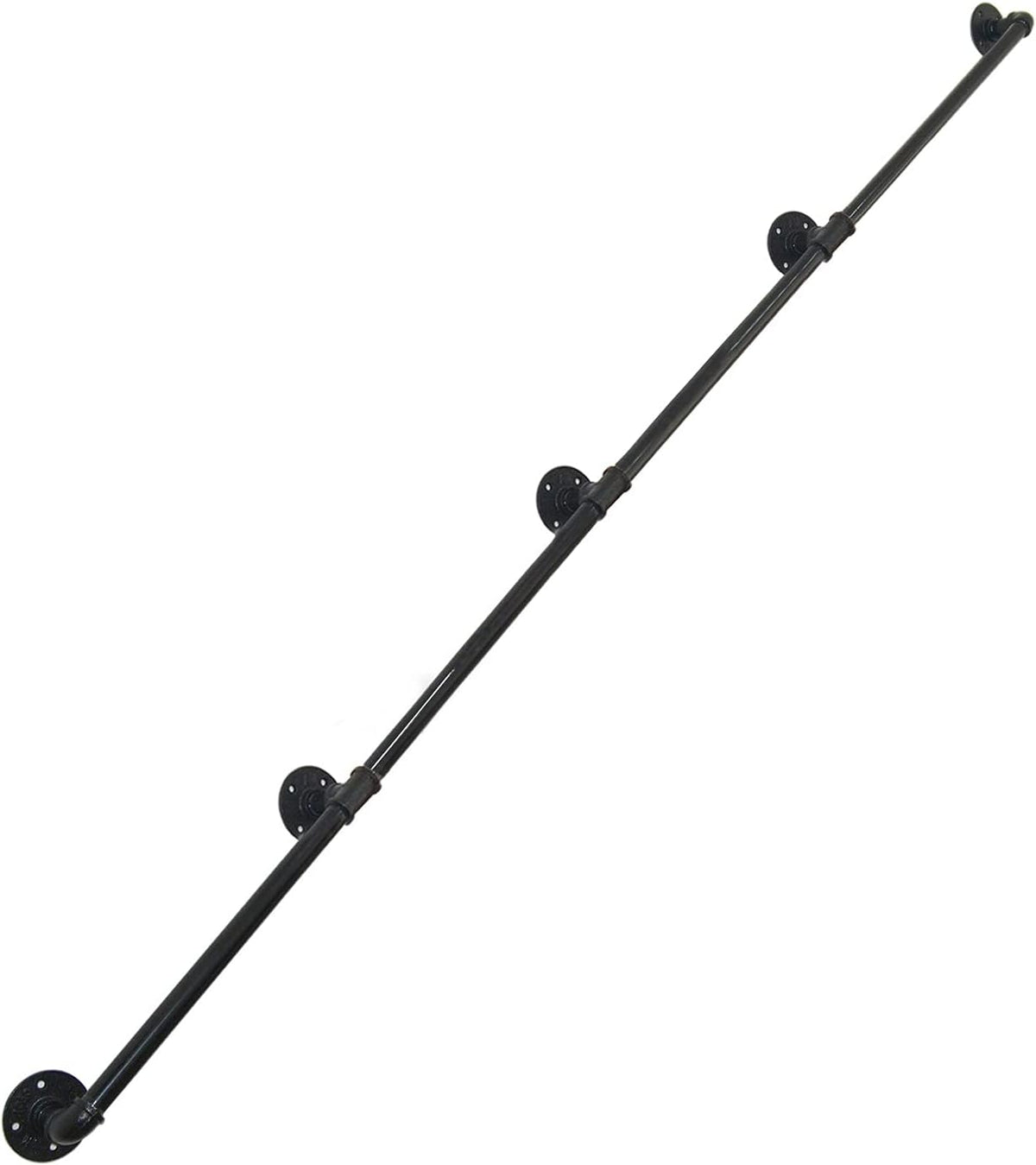 Black Industrial Wall Mount Pipe Handrail L85651