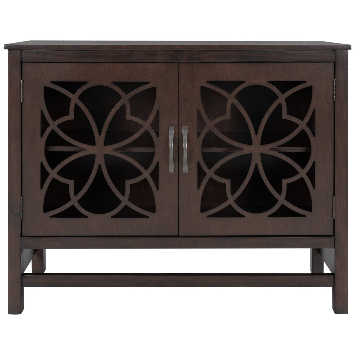 Brown Navy Blue Wood Accent Sideboard Storage Cabinet with Doors J428
