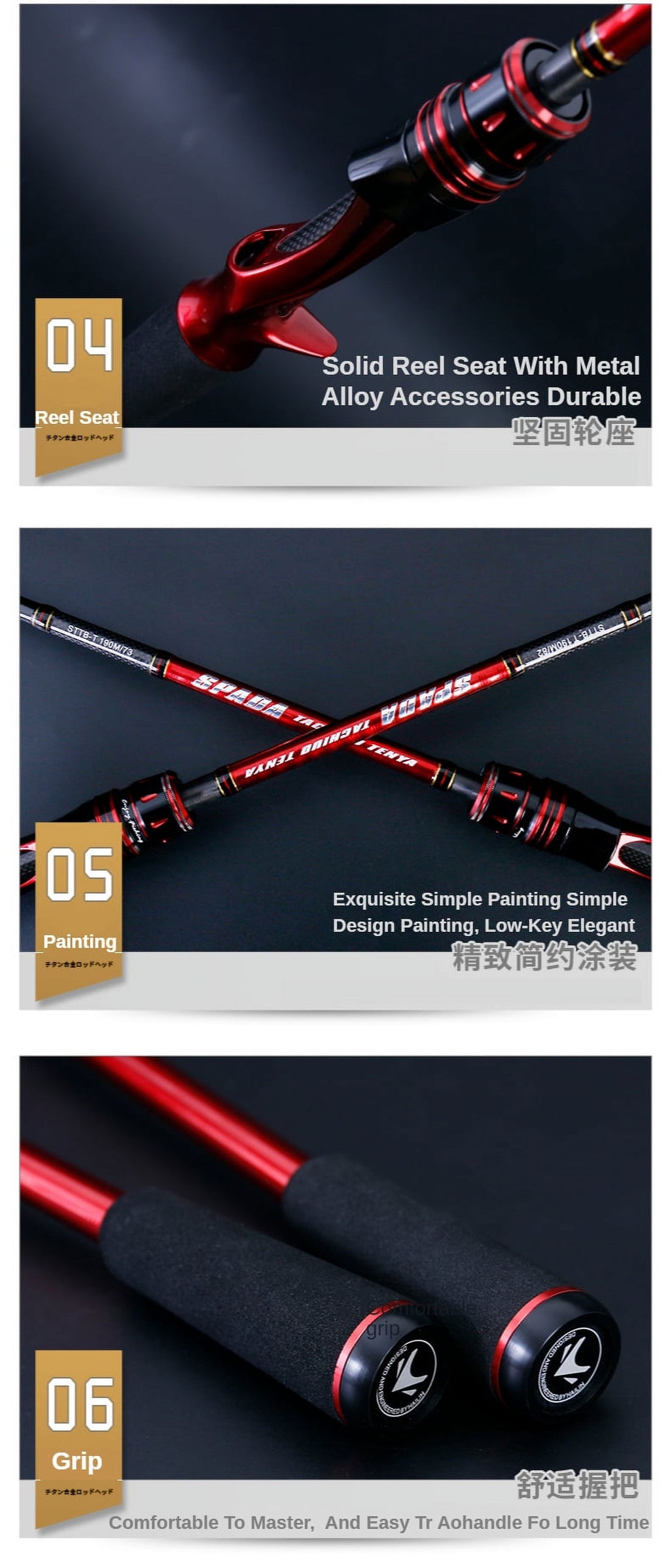 Spin Casting Rod Sea Fishing Rod Lure Rod Bait Casting Reel Set High Carbon 1.9m Surf Casting Rod K92895