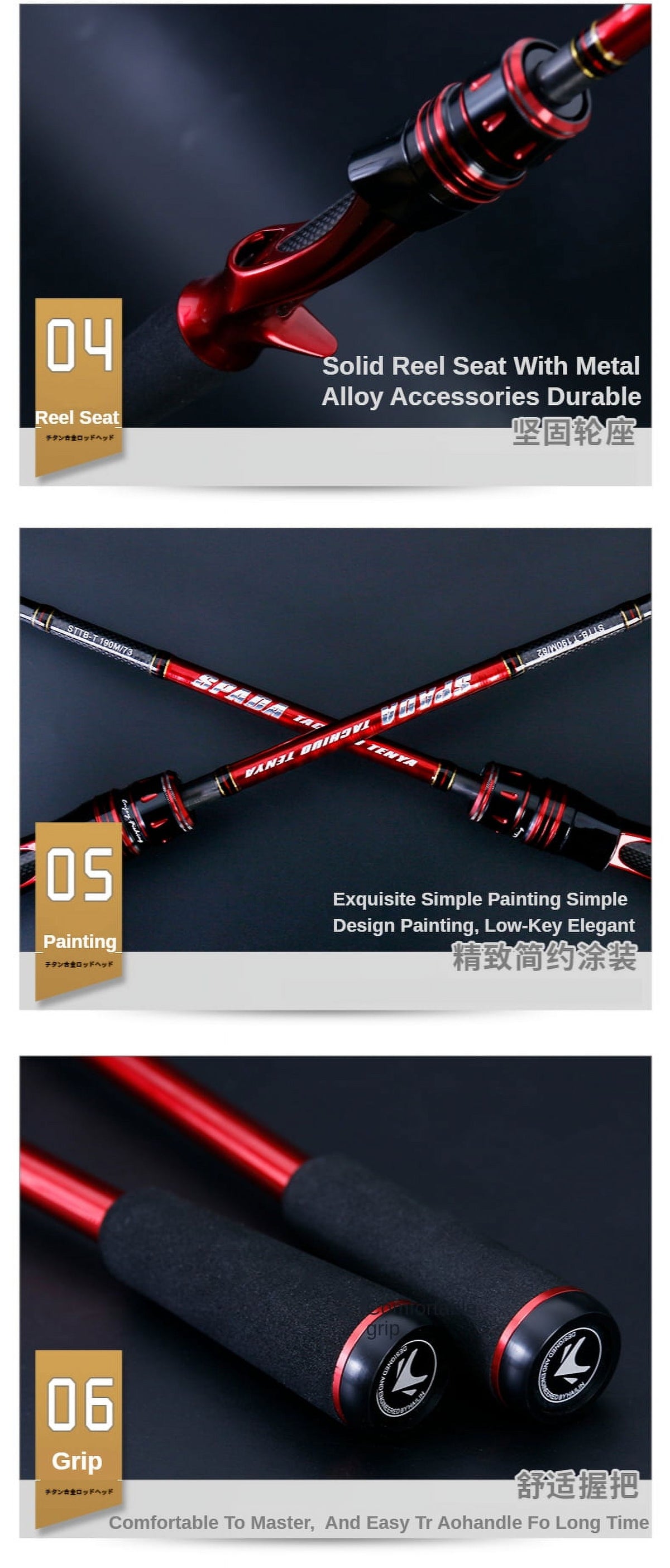 Spin Casting Rod Sea Fishing Rod Lure Rod Bait Casting Reel Set High Carbon 1.9m Surf Casting Rod K92895