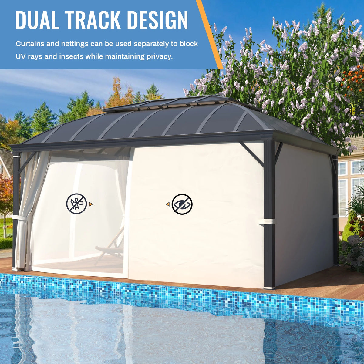 12'x16' Hardtop Aluminum Patio Gazebo with Aluminum Composite Double Roof G521