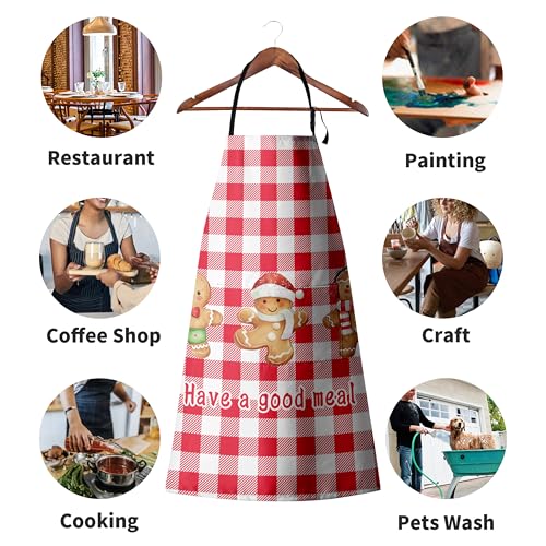 Snowman Cardinal Birds Christmas Kitchen Apron with Adjustable Strap and Two Pockets M397223