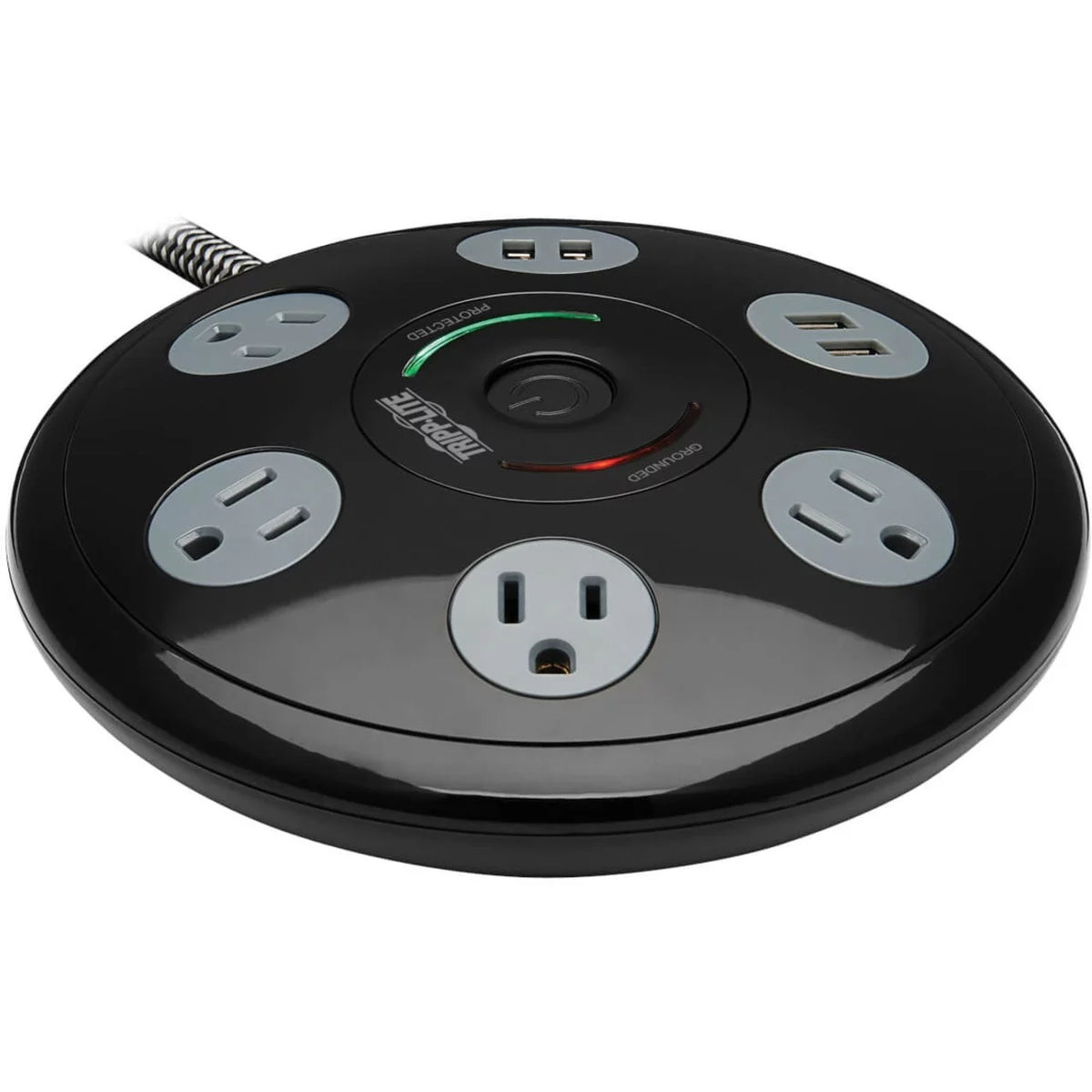 Surge Protector with 4 Outlets & 4 USB-A Ports 6ft Cord Black L188