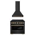 36 In. Gas Range and Range Hood in Black Stainless Steel H6276