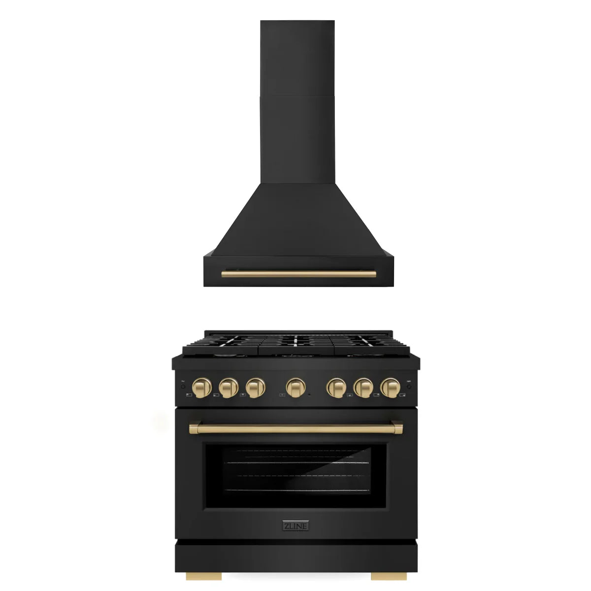 36 In. Gas Range and Range Hood in Black Stainless Steel H6276