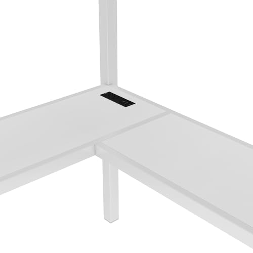 Full Size Black Metal Loft Bed with Desk and Wardrobe D76634