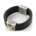 Pre-Owned Black Silver 925 Leather Ring L886897