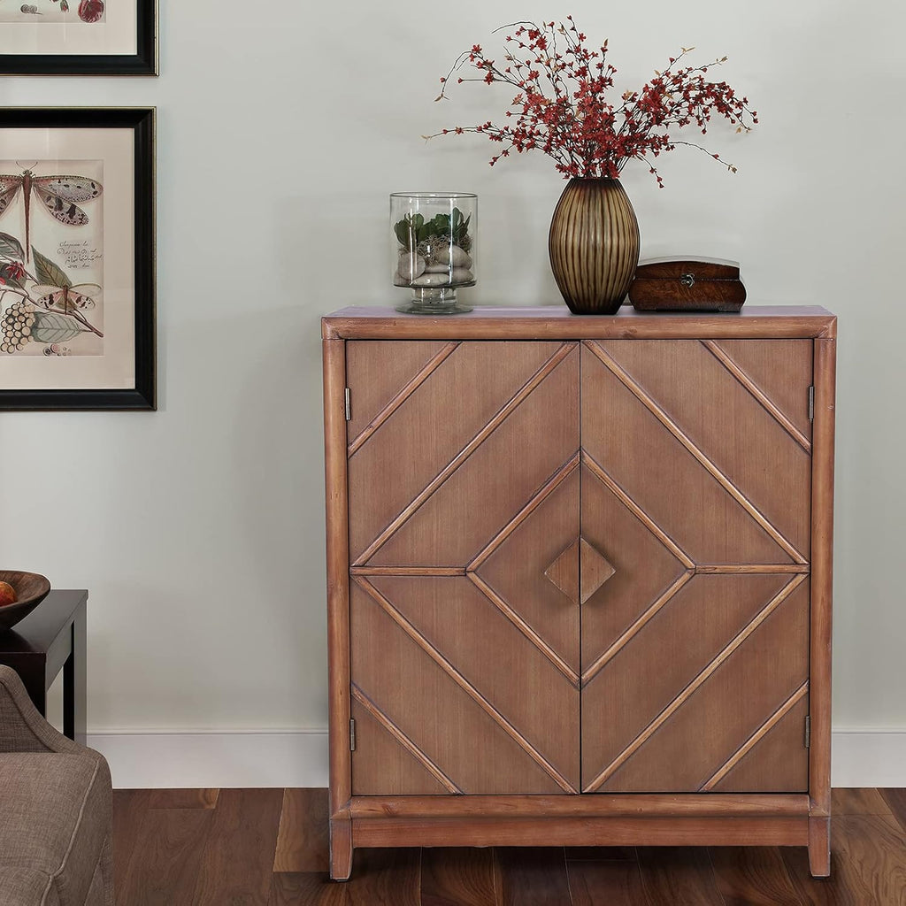 White Buffet & Sideboard Storage Cabinet with 2 Doors, Hollow Carved White B88000