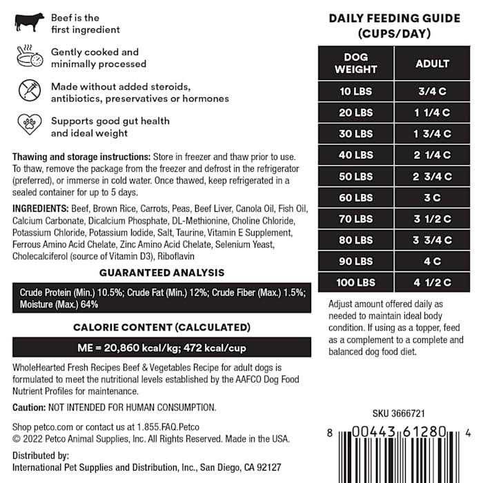 Frozen Beef Recipe Dog Food T1882