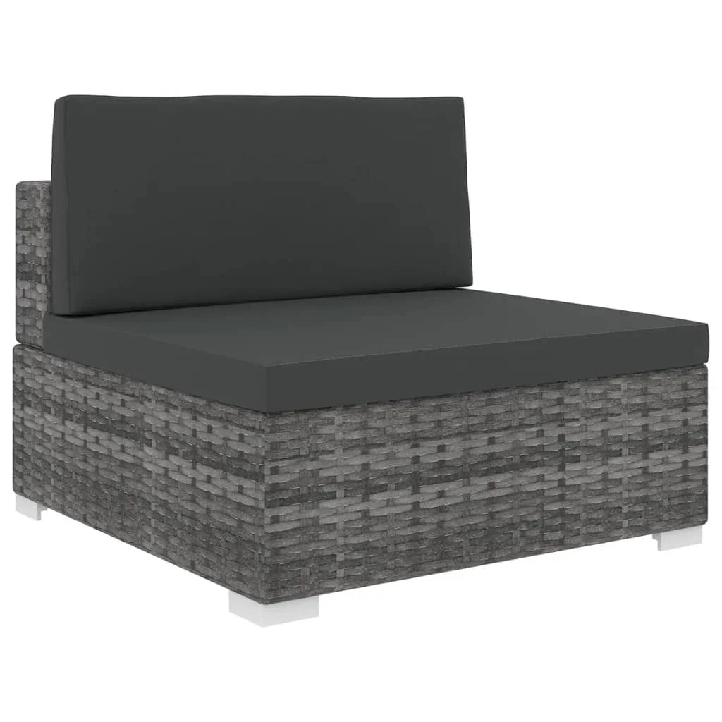 Gray Poly Rattan Sectional Middle Seat with Cushions F9756