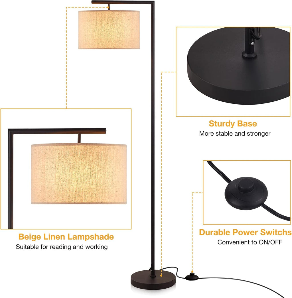 Arc Floor Lamp with Linen Lamp Shade Q737203
