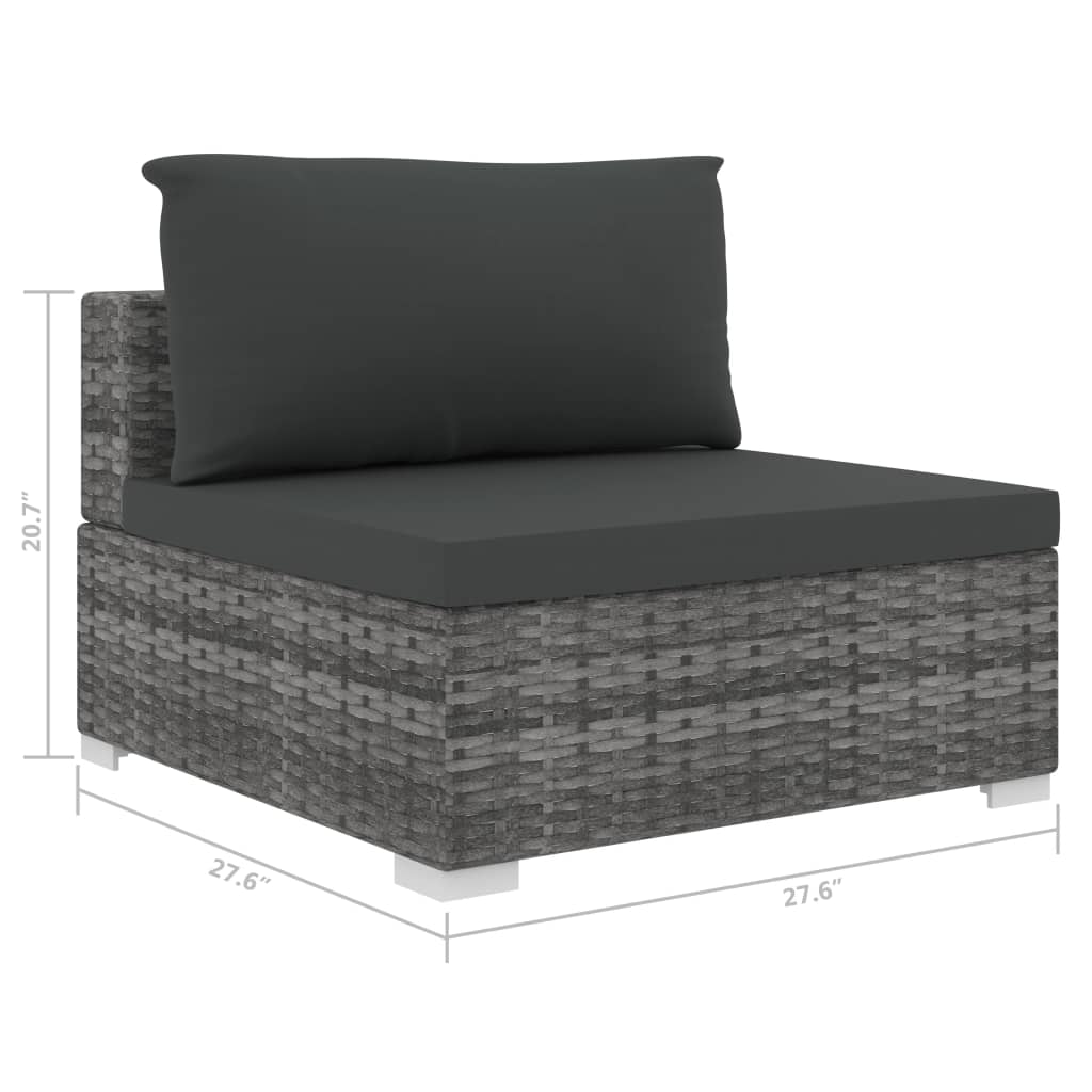 Gray Poly Rattan Sectional Middle Seat with Cushions F9756