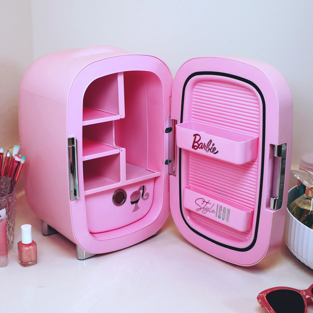 Pink 7L Mini Fridge with Glass Mirror Door N974