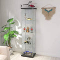 Black Glass Display Cabinet with Door 4 Shelves V21334