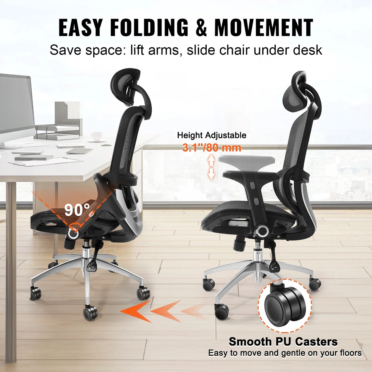Ergonomic Mesh Office Chair with Lumbar and Head Support S510