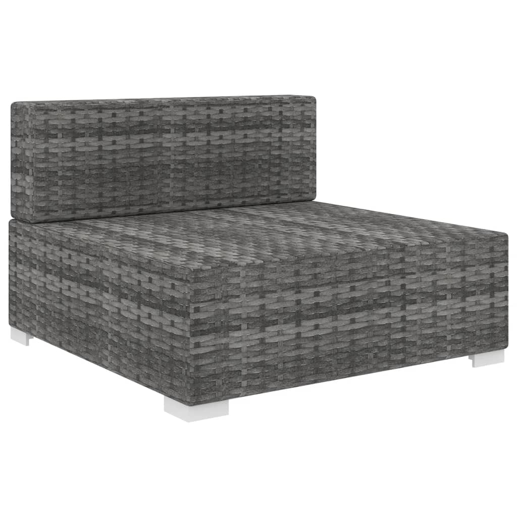 Gray Poly Rattan Sectional Middle Seat with Cushions F9756