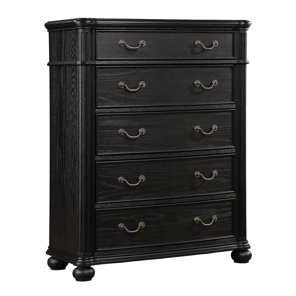 Black 5 Drawer Wood Dresser R5122