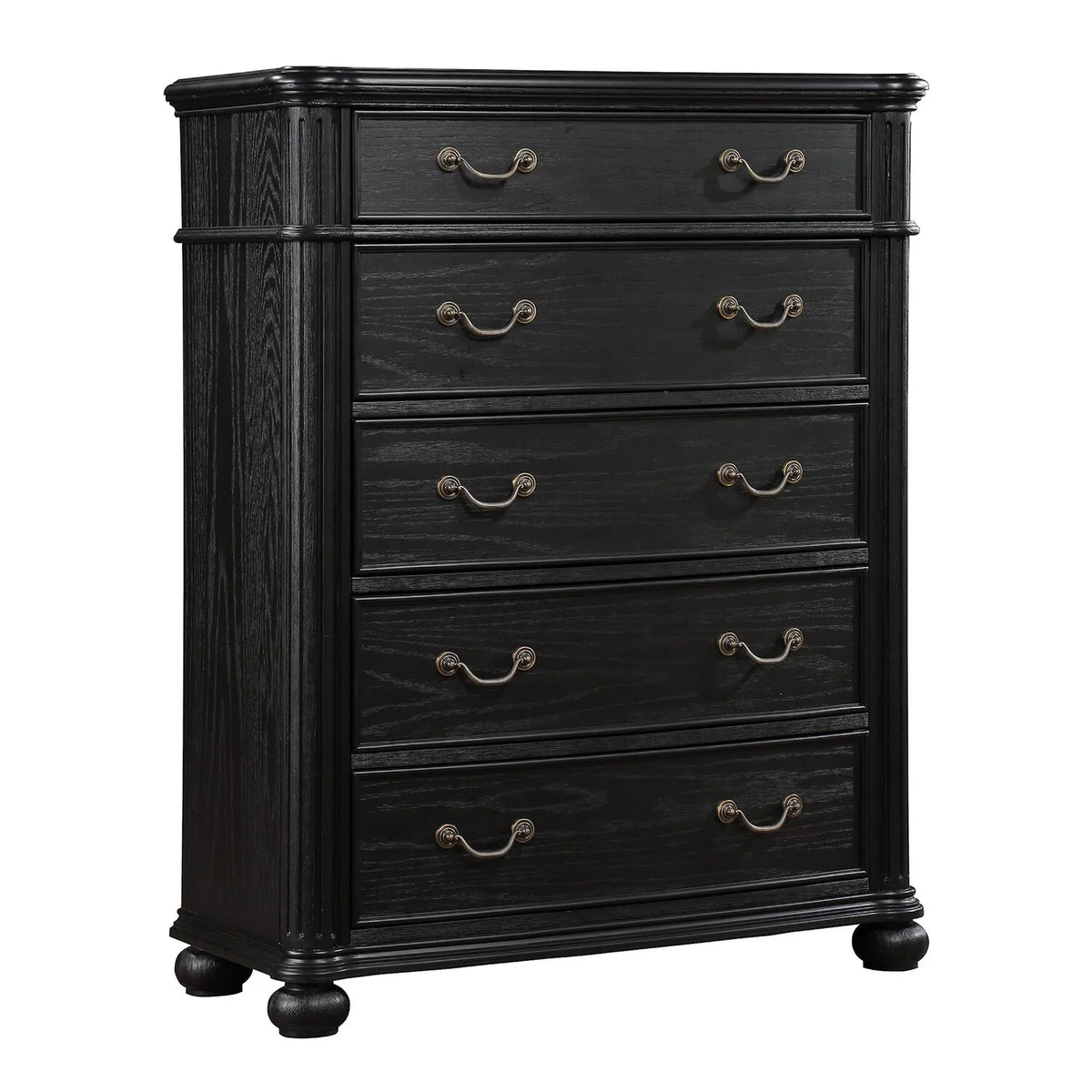 Black 5 Drawer Wood Dresser R5122