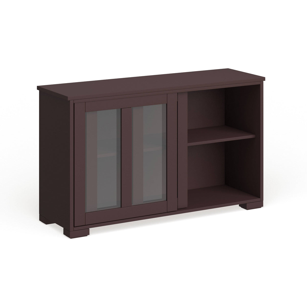 Espresso Glass Sliding Door Stackable Cabinet L94169
