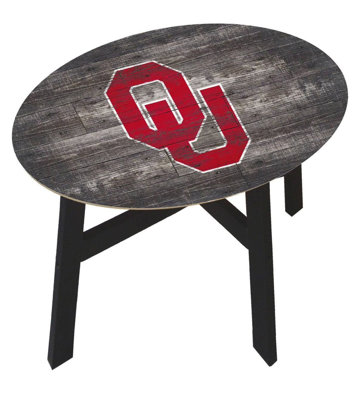 Distressed Wood Logo Side Table Y21910
