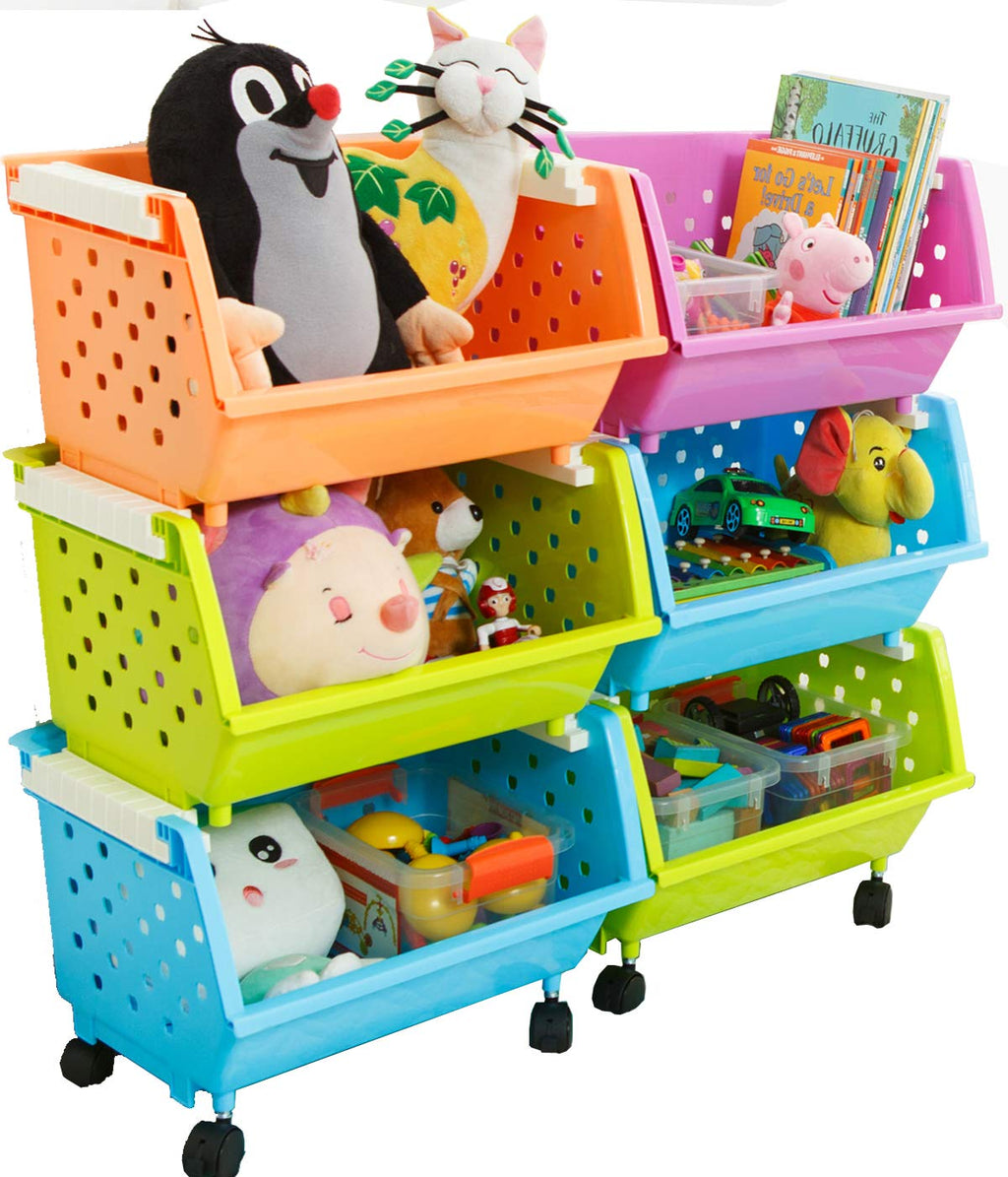 4 Baskets Kids' Toys Storage Organizer with Wheels W510
