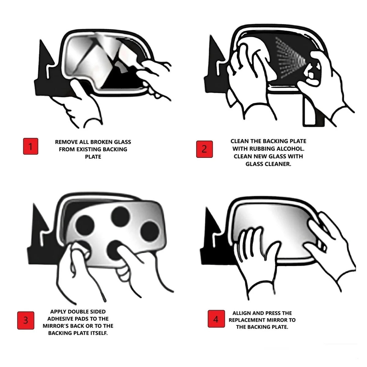 Right Passenger Convex Mirror Glass Lens with Adhesive U9831