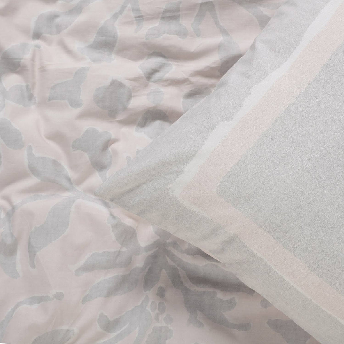 Grey and Tan Cotton Percale Reversible Duvet Cover Set - Queen X2255