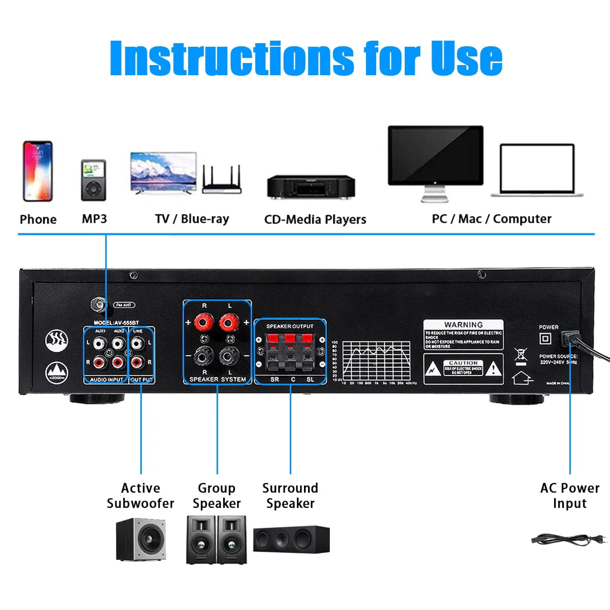 4000W Bluetooth Audio Power Amplifier J239673