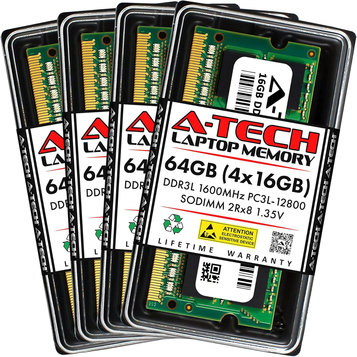 32GB (4x8GB) DDR3L 1600 MHz SODIMM PC3L-12800 CL11 2Rx8 1.35V Laptop RAM A204