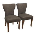 22" Mid-Century Linen Fabric Solid Wood Side Chair in Dark Gray Set of 2 B272