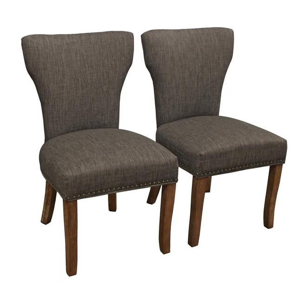 22" Mid-Century Linen Fabric Solid Wood Side Chair in Dark Gray Set of 2 B272