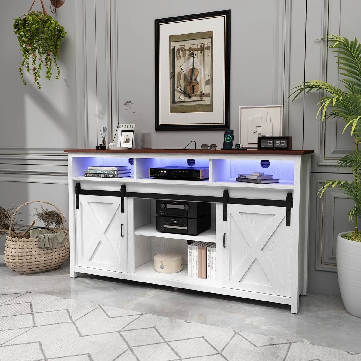 White TV Stand for 65 inch TVs E9894